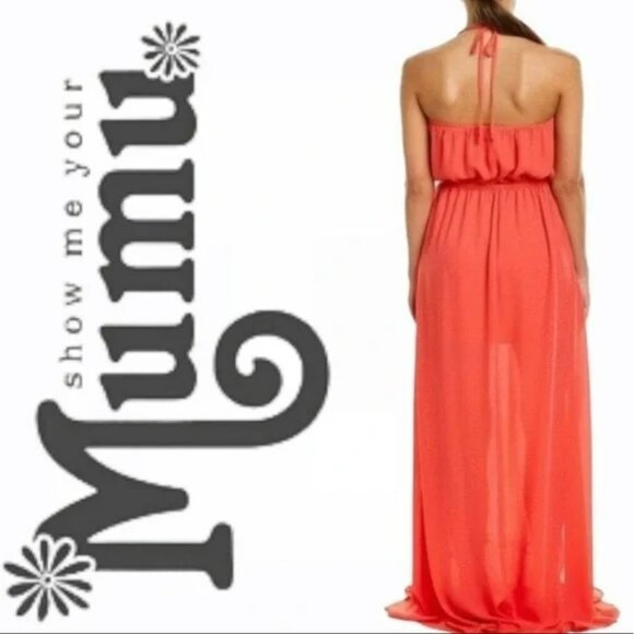 Show Me Your Mumu Heather Halter Maxi Coral Dress.  SZ XS - Picture 3 of 4